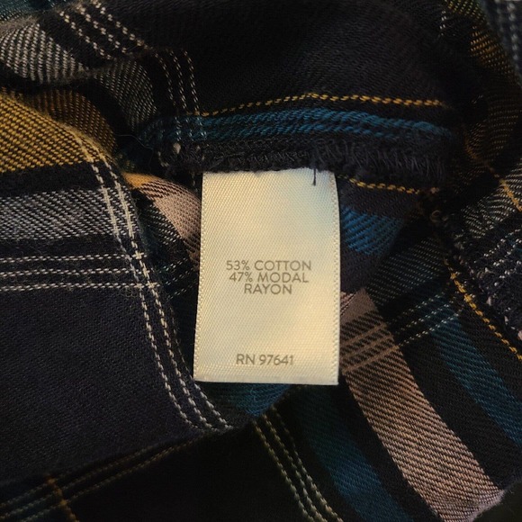 J Jill Womens Plaid Long Sleeve V-Neck Button Up Top Soft Modal Western Size S - Picture 9 of 10